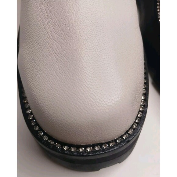Karl Lagerfeld Sz 10 Paris Mayde Chunky Chelsea Boots Lug Sole With Rhinestones - Picture 4 of 16